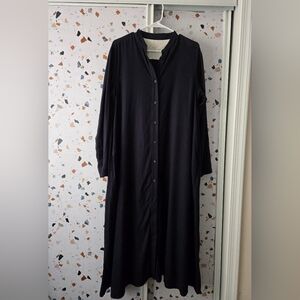 Muji Japan Cotton Flannel Shirtdress Dark Navy Blue Size Med